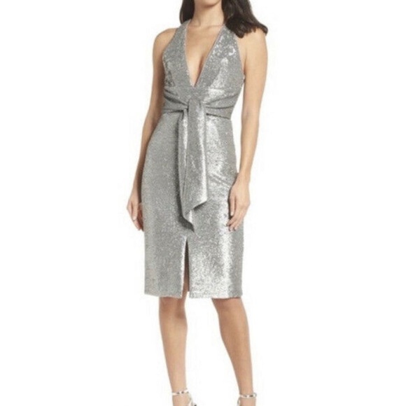 Harlyn Sequins Cocktail Silver Gray Dress Size M - Picture 2 of 8